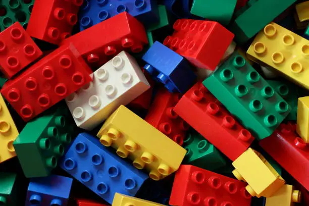 multi colored duplo plastic block blocks