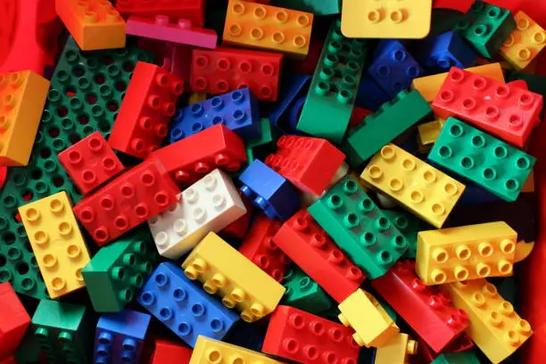 multi colored duplo plastic block blocks
