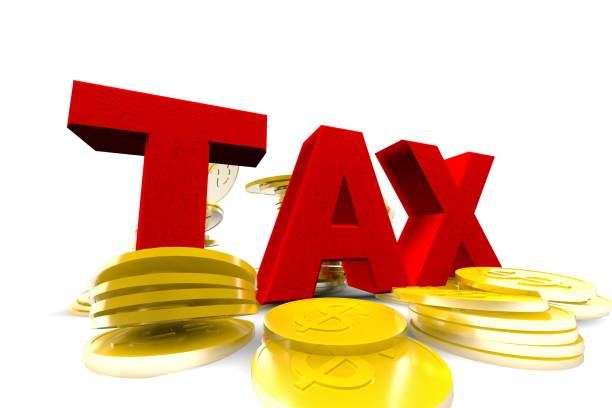 istock Red Tax text crash golden coins 1067438504