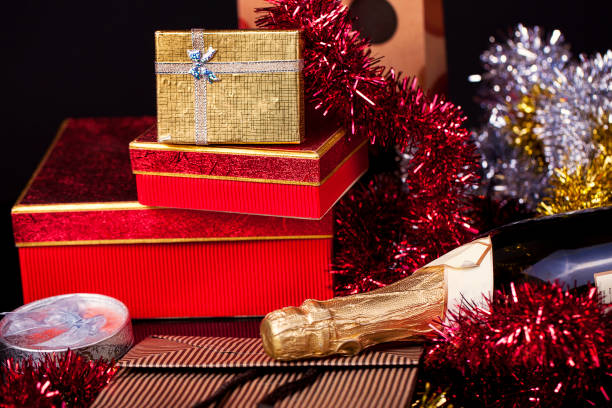 istock Christmas Birthday Valentine's Day Champagne Gift Box Concept 1067445584