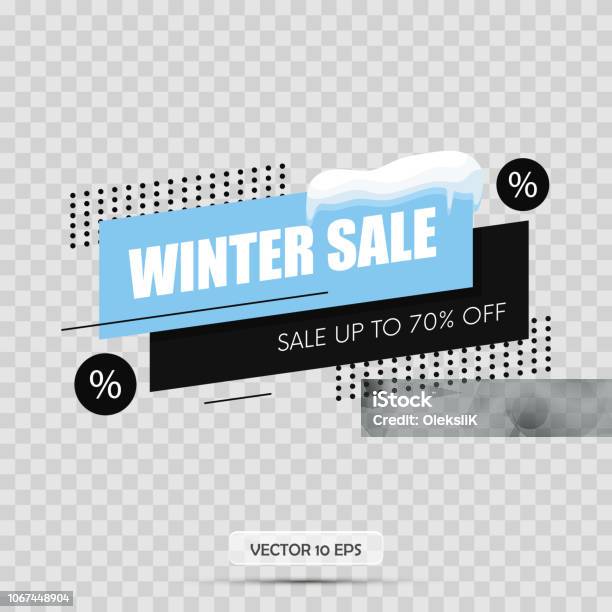 Winter Sale Tag Isolated On Transparency Background Snow Cap Vector Stock Illustration - Download Image Now