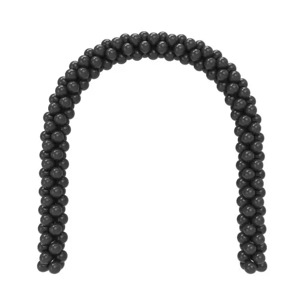 Photo of Black balloons entrance arch on white background