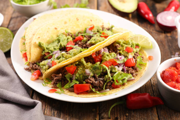 istock taco with beef, avocado and tomato 1067449574