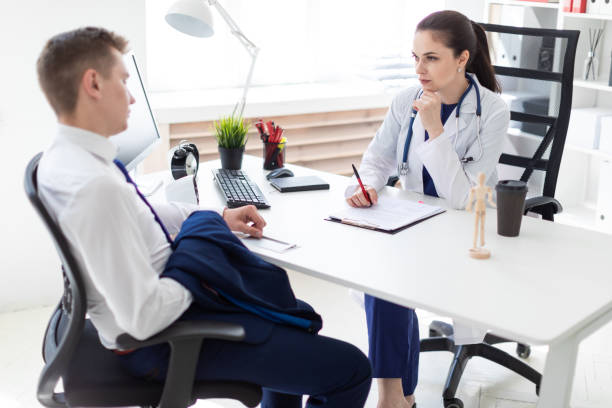 istock The young man came to see the doctor. 1067452896