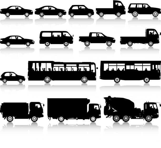 車のシルエット - 渋滞点のイラスト素材／クリップアート素材／マンガ素材／アイコン素材