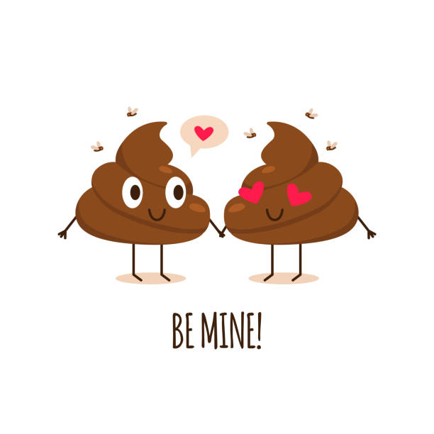 Poop couple. Be mine. Valentines day greeting card with cute smiling poop. Vector Poop couple. Be mine. Valentines day greeting card with cute smiling poop. Vector illustration cute love stock illustrations