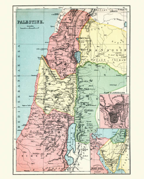 istock Antique map of Palestine, 1897, late 19th Century 1067461616