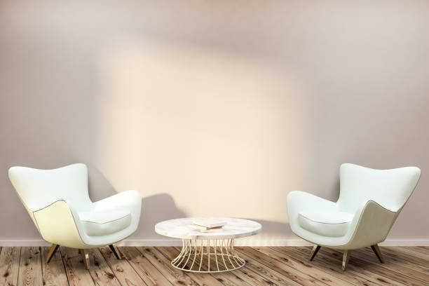 istock Pink living room interior, white armchairs 1067463610