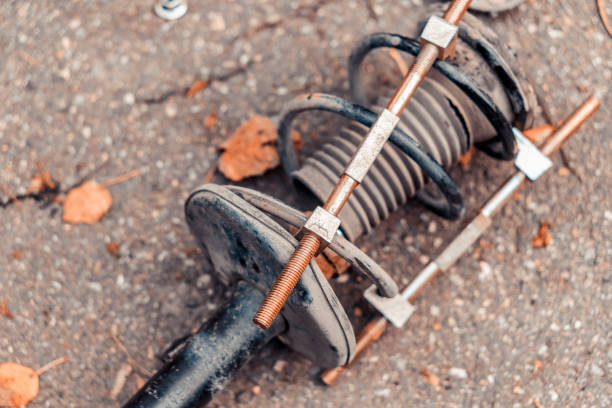 istock Car shock absorber disassembled. Close-up. damper auto 1067474098