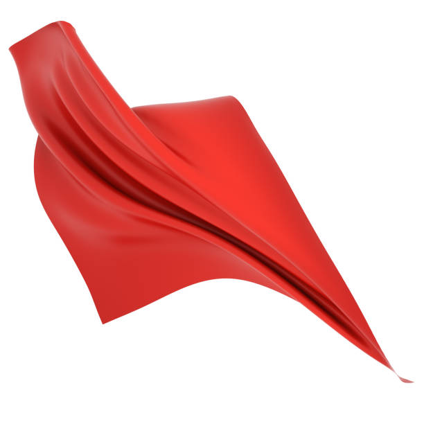 istock Red cloth flowing in the wind on white background 1067476006