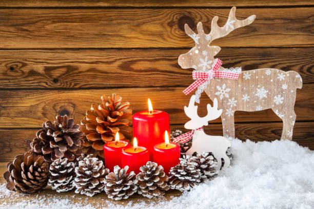 istock Reindeer against wooden background 1067476412
