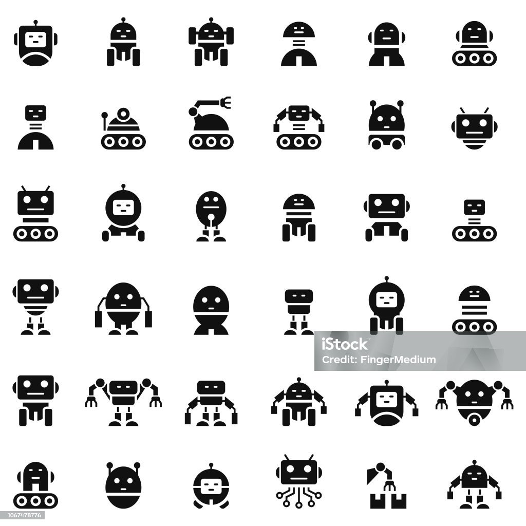 Roboter-Symbol-Set - Lizenzfrei Roboter Vektorgrafik