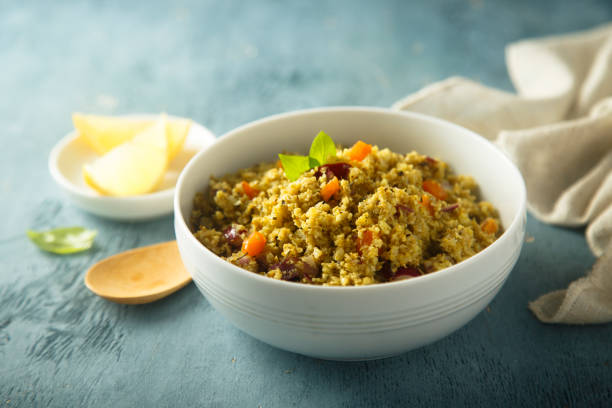 Cauliflower couscous Cauliflower couscous with other vegetables cous cous stock pictures, royalty-free photos & images