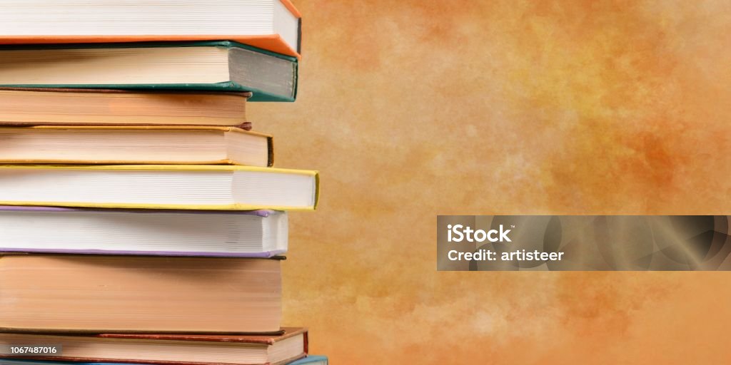 Books. Old Books stacked on background. Book Stock Photo