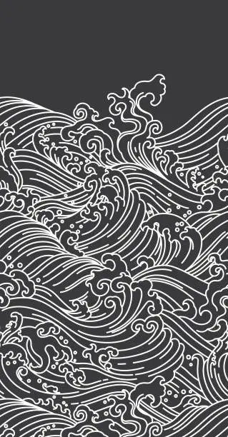 Vector illustration of water wave seamless background