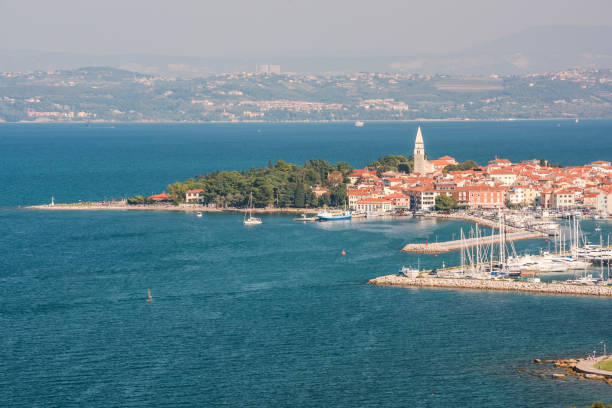 istock Aerial view over Izola peninsula in Slovenia 1067489468