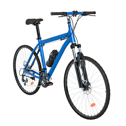 Blue Bicycle, 3D rendering isolated on white background