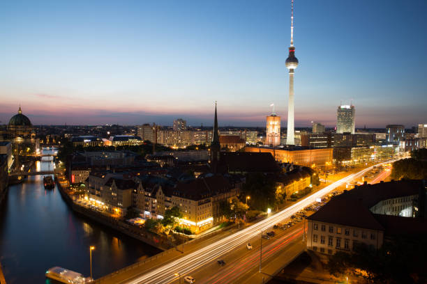 istock Berlin cityscape with television tower under at sunset hour 1067495104
