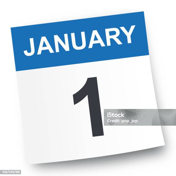 January 1 Calendar Icon Stock Illustration - Download Image Now - 2019, 2020, 2021