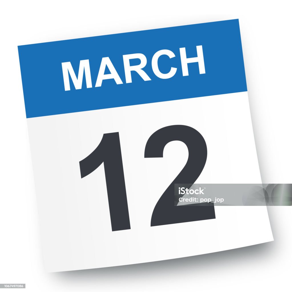 March 12 - Calendar Icon March 12 - Calendar Icon - Vector Illustration 2019 stock vector