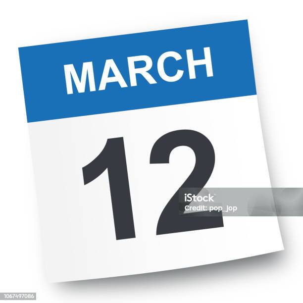 March 12 Calendar Icon Stock Illustration - Download Image Now - 2019, 2020, 2021