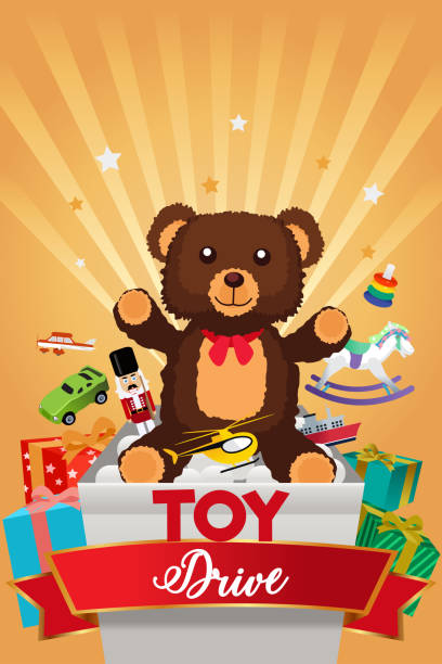 stockillustraties, clipart, cartoons en iconen met speelgoed station brochure illustratie - toys