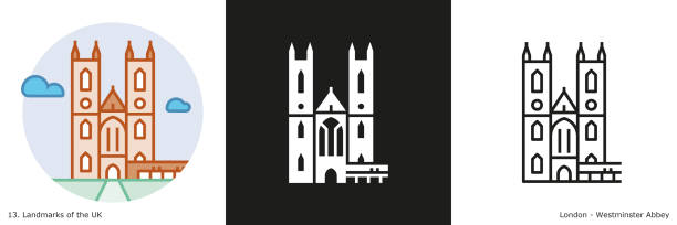 ilustraciones, imágenes clip art, dibujos animados e iconos de stock de icono de la abadía de westminster - londres - abadía de westminster