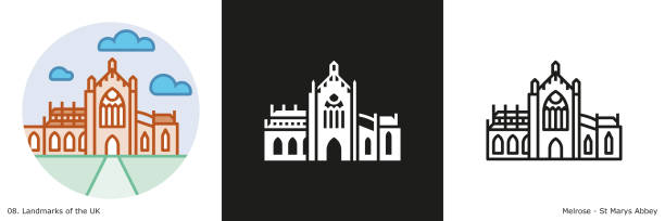st marys abbey icon - melrose, szkocja - recognizable stock illustrations