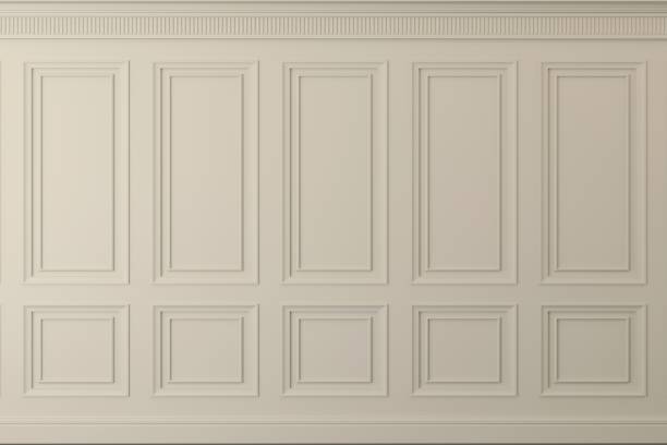 istock Classic wall of biege wood panels 1067512434