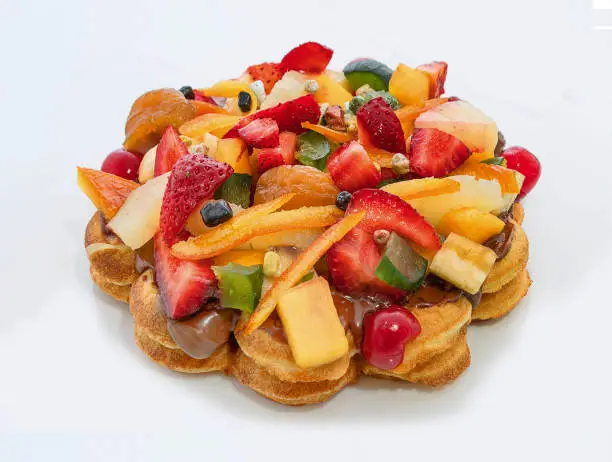 Fresh fruits and vegetables waffle food