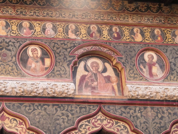 istock Religious paintings in Stavropoleos monastery in Bucharest Romania. 1067528138