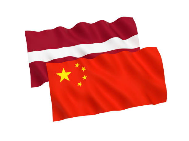 istock Flags of Latvia and China on a white background 1067531114