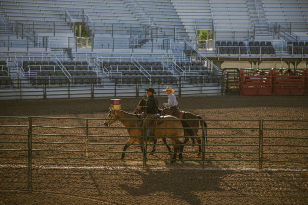 istock Determined mature cowboy riding horse 1067532022