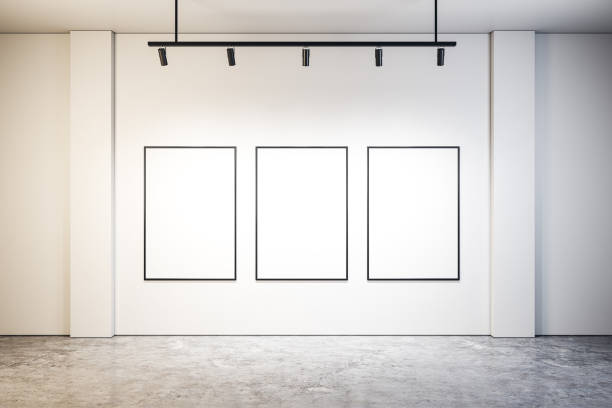istock Contemporary exhibition hall with empty banner 1067536902