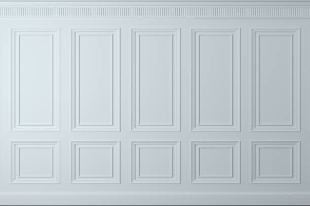 istock Classic wall of white wood panels 1067538514