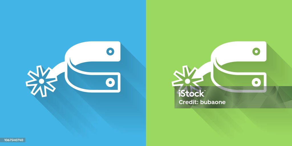 Cowboy Accessory Icon with Long Shadow Cowboy Accessory Icon with Long Shadow. The icon is on Blue Green Background with Long Shadow. There are two background color variations included in this file. The icon is rendered in white color and the background is blue or green. There is also a 45 degree long shadow. Cowboy stock vector