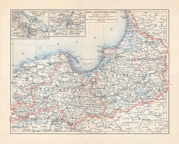 istock Map of East and West Prussia, Germany, lithograph, published 1897 1067541702