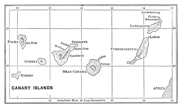 stockillustraties, clipart, cartoons en iconen met kaart van canarische eilanden - canarische eilanden