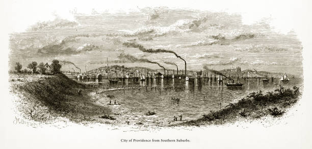 Southern Suburbs, City of Providence, Rhode Island, United States, American Victorian Engraving, 1872 Very Rare, Beautifully Illustrated Antique Engraving of City of Southern Suburbs, City of Providence, Rhode Island, United States, American Victorian Engraving, 1872. Source: Original edition from my own archives. Copyright has expired on this artwork. Digitally restored. providence house stock illustrations