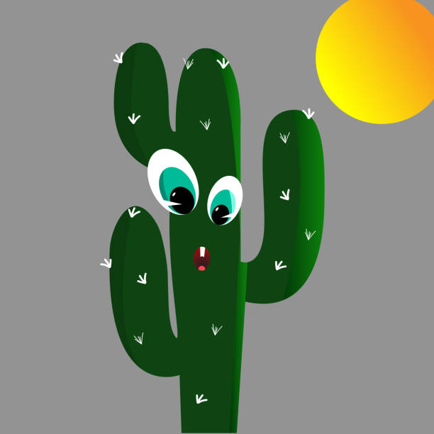 istock Vector illustration of a crazy cactus in the desert. 1067567204