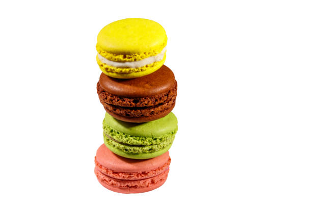 Tasty colorful macaroons isolated on white background
