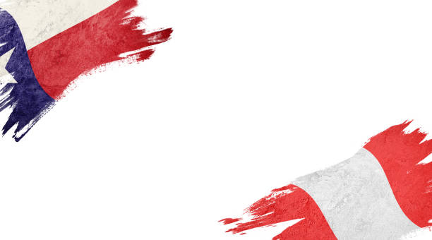 istock Flags of Chile and Peru on white background 1067573112