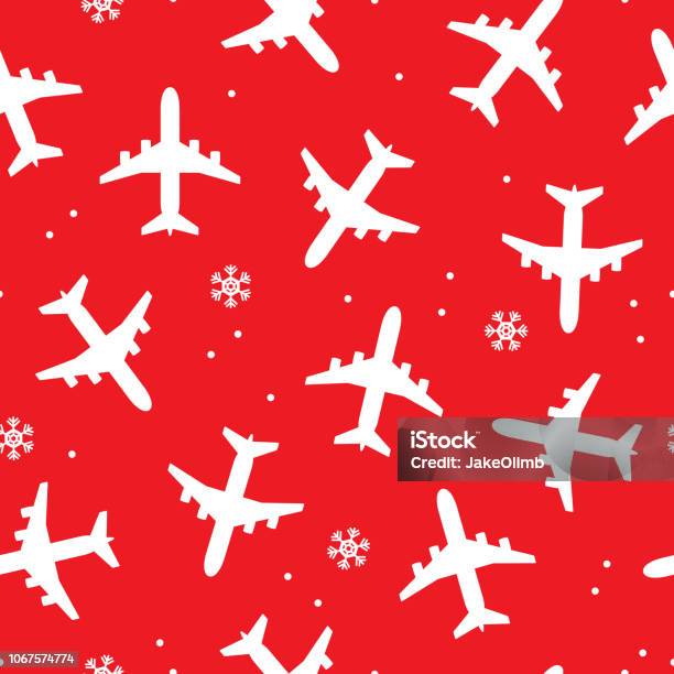 Airplane Christmas Pattern Stock Illustration - Download Image Now - Christmas, Airplane, Airport