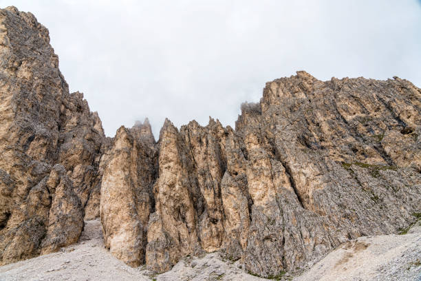 Unusual shapes of rocks of Violet peaks of Dolomites.