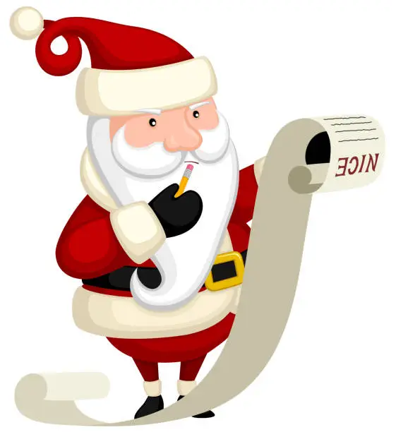 Vector illustration of Santa With List