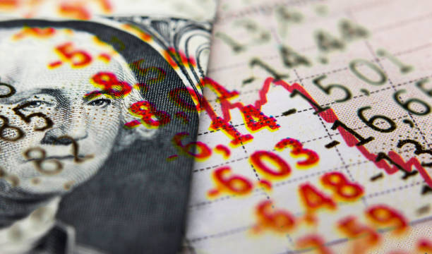 dollar banknote & market data - caindo imagens e fotografias de stock