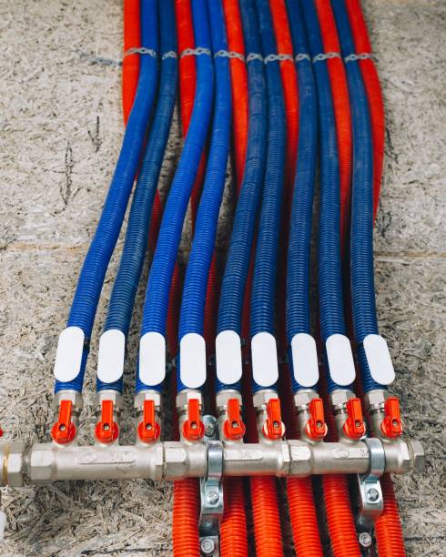 istock manifold collector with pipes in boiler room 1067604310
