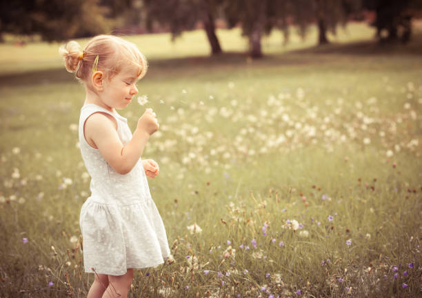 istock Little girl with dandelion 1067612036