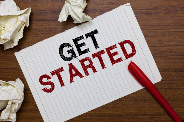 istock Conceptual hand writing showing Get Started. Business photo text asking someone to begin task endeavour or process right now Marker over notebook crumpled papers ripped pages several tries. 1067623066