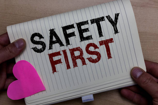 istock Word writing text Safety First. Business concept for Avoid any unnecessary risk Live Safely Be Careful Pay attention Man holding notebook paper heart Romantic ideas messages Wooden background. 1067623206